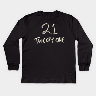 Hand Drawn Letter Number 21 Twenty One Kids Long Sleeve T-Shirt